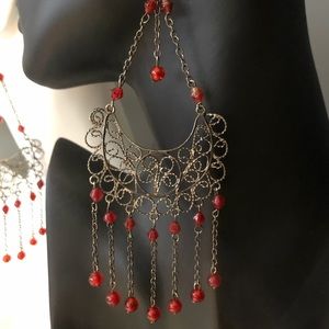 Antique Cannetille Lace Chandelier Earrings